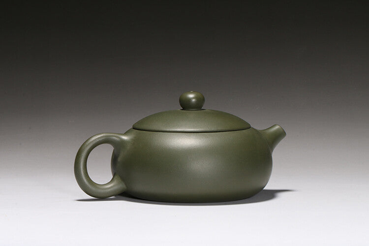 China Yixing Zisha Clay Green Pottery Handmade Flower Teakettle Teapot Tea Pot