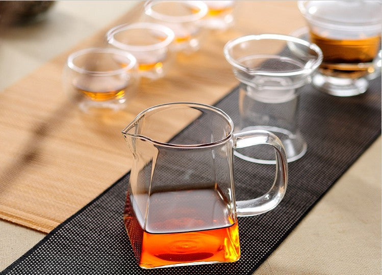 Glass Teapot Square Bottom Flower Tea Kettle Coffee Puerh Tea Pot Durable Teaset