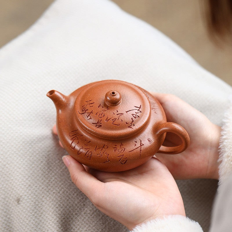 Original Ore Real Yixing Zisha Jiangpo Clay Tea Pot Chinese Handmade Carved Pot