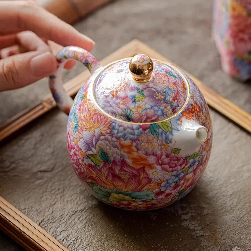 Chinese Handmade Tea Pots Porcelain Teapot Color Enamel Teapots Ceramic
