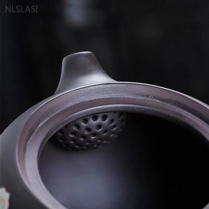 200ml Yixing Purple Clay Teapot Xishi Tea Pot Black Mud Kettle Zisha Tea Infuser