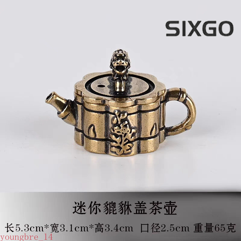 Bronze Finger Teapot Tea Pet Small Pocket Tea Set Incense Burner Ornaments