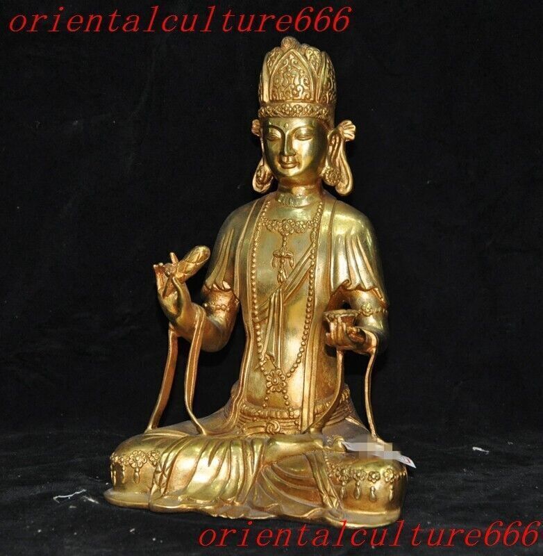 8.8"Tibetan Buddhism temple bronze gilt tara Kwan-Yin GuanYin goddess statue
