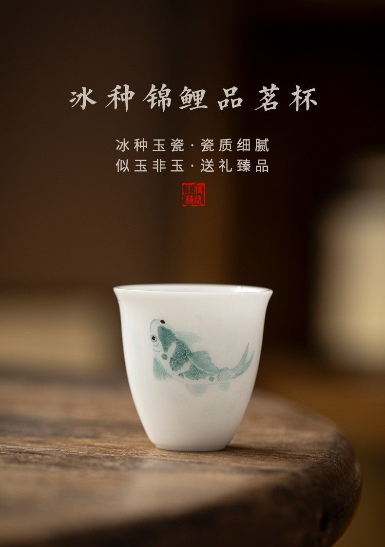 1pc Dehua Hand-painted Ice Tea Cup Kung Fu Tea Set Small Teacup White Porcelain