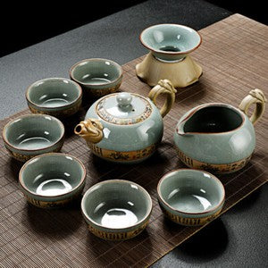 Chinese Porcelain Kungfu Tea Set Tea Pot Gaiwan Tea Cup Set Tea Ceremony Decor