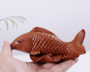 Fish Statue Tea Pet Yixing Zisha Tea Pet Carp Fish Tea Play Purple Clay Ornament