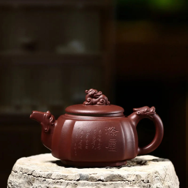 teapot is pure handmade, famous Kungfu teapot, tea set, lettering, square teapot, angle drawing, square dragon teapot
