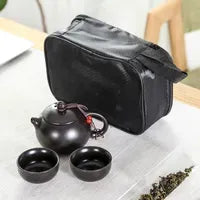 Portable Chinese Kung Fu Tea Set with Purple Ceramic Teapot, Gaiwan and Teacups for Tea Ceremony LL