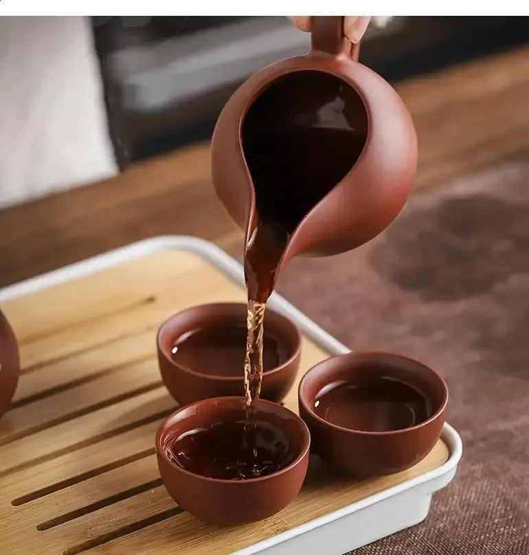 Chinese Tea Set Purple Clay Teapot Gaiwan Portable Outdoor Travel Tea Pot Set Tea Sea The Tea Ceremony Kung Fu Tea Set 240726