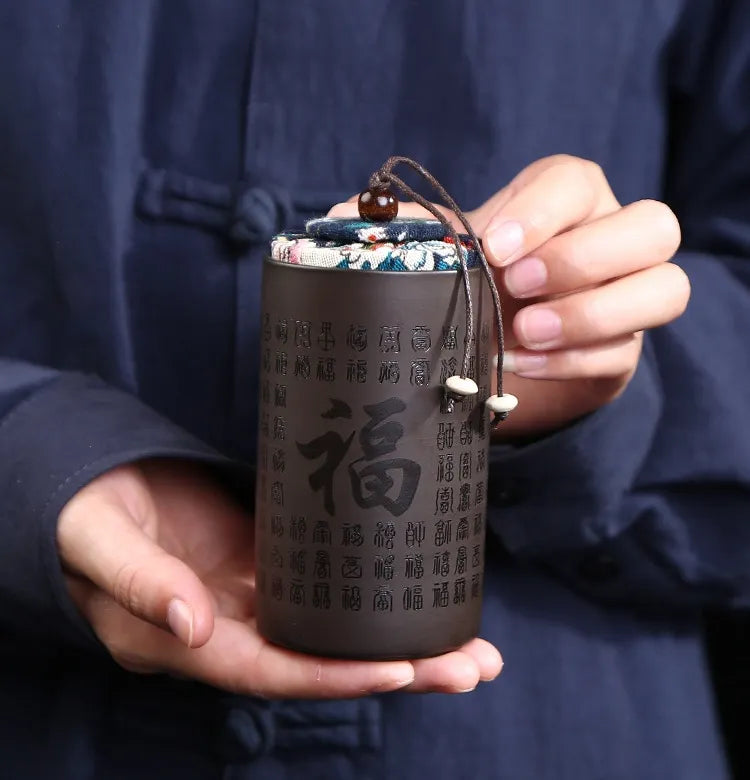 Chinese tea set vintage purple sand tea set Portable Travel Tea Set A pot of four cups Zisha Kung Fu Travel Teapot Gift Set