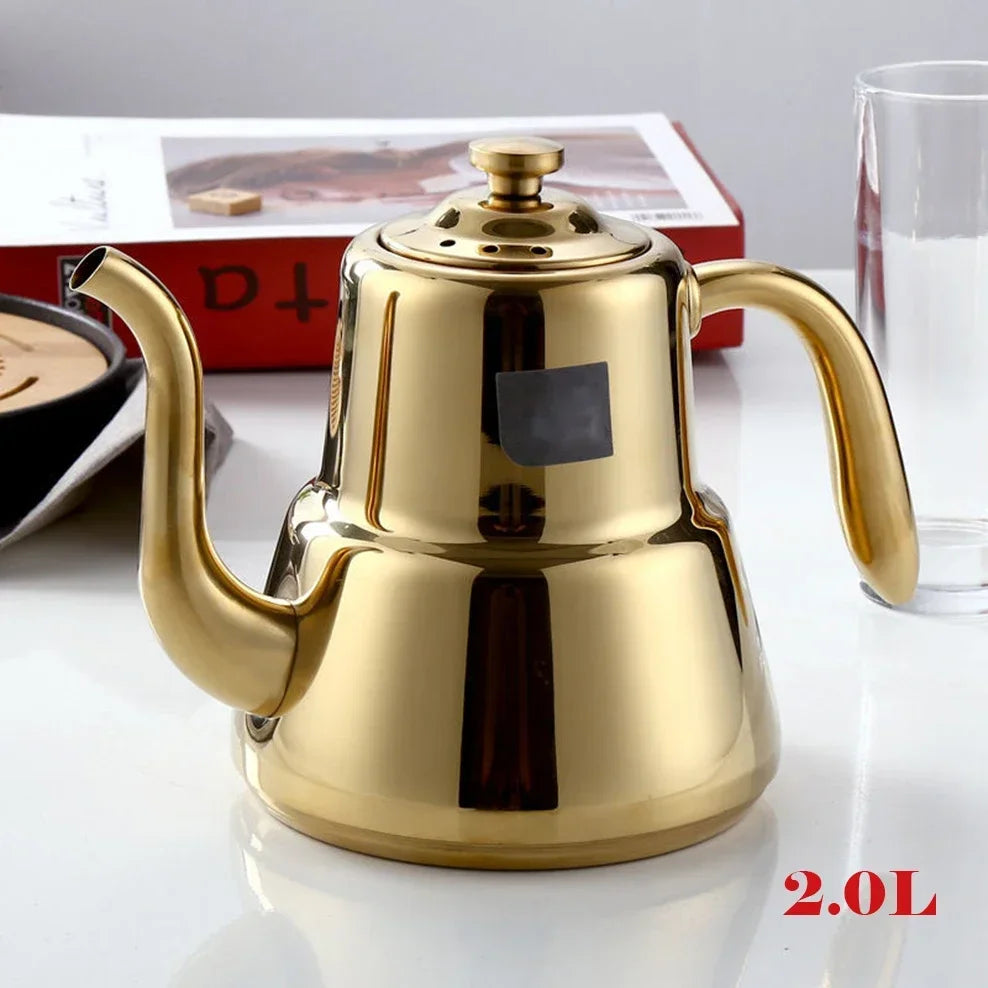 1.5L/2.0L Stainless Steel Teapot Restaurant Household Tea Infuser With Tea Strainer Kettle For Induction Cooker Flower Tea Pot
