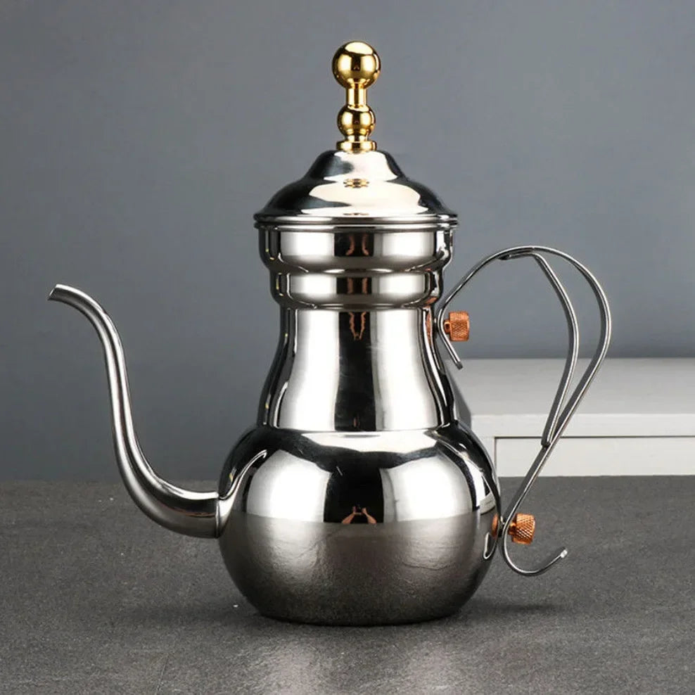 1.5L Stainless Steel Teapot Restaurant Retro Royal Teapot With Tea Strainer Long Spout Pot For Tea Brewing In Mug Tea Infuser