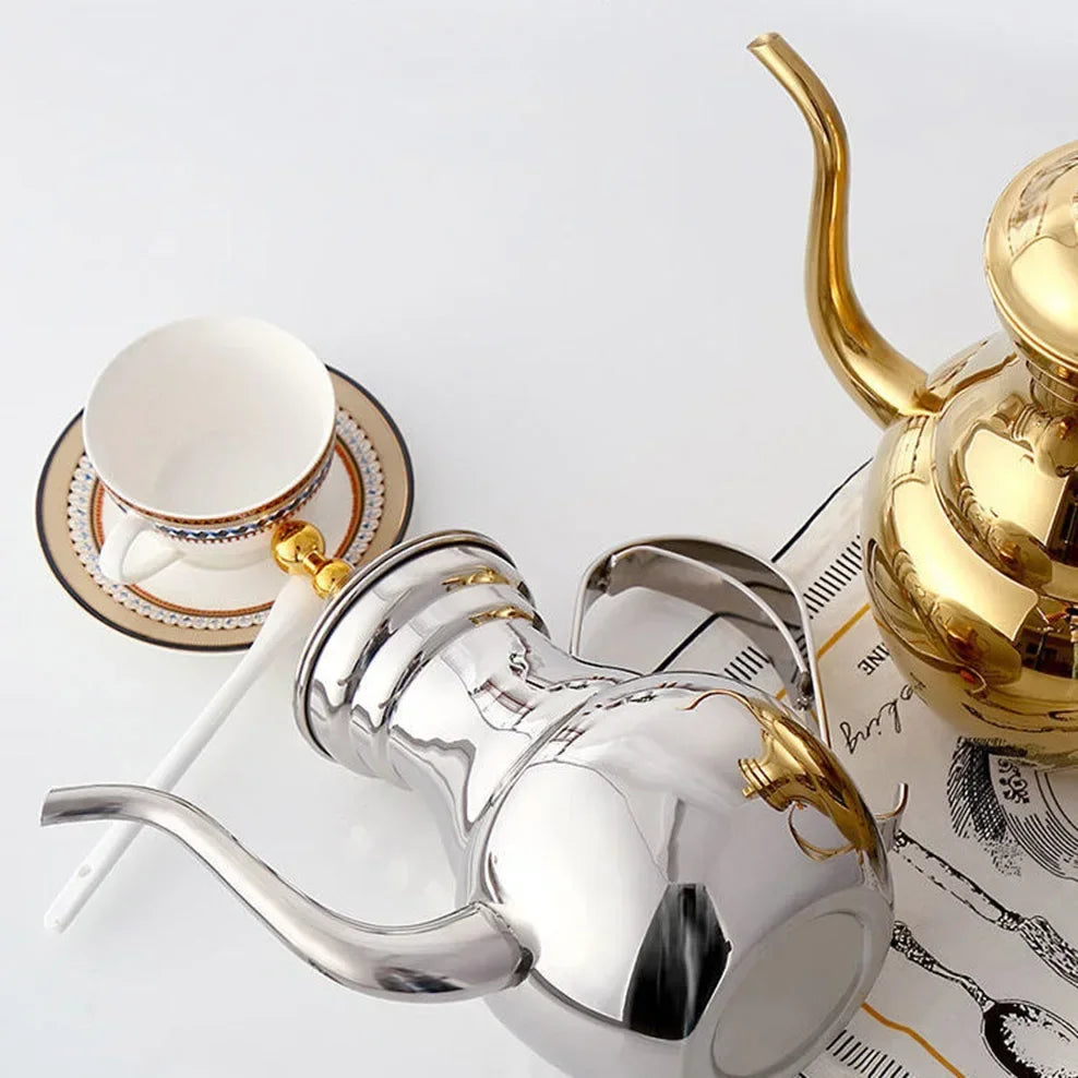 1.5L Stainless Steel Teapot Restaurant Retro Royal Teapot With Tea Strainer Long Spout Pot For Tea Brewing In Mug Tea Infuser