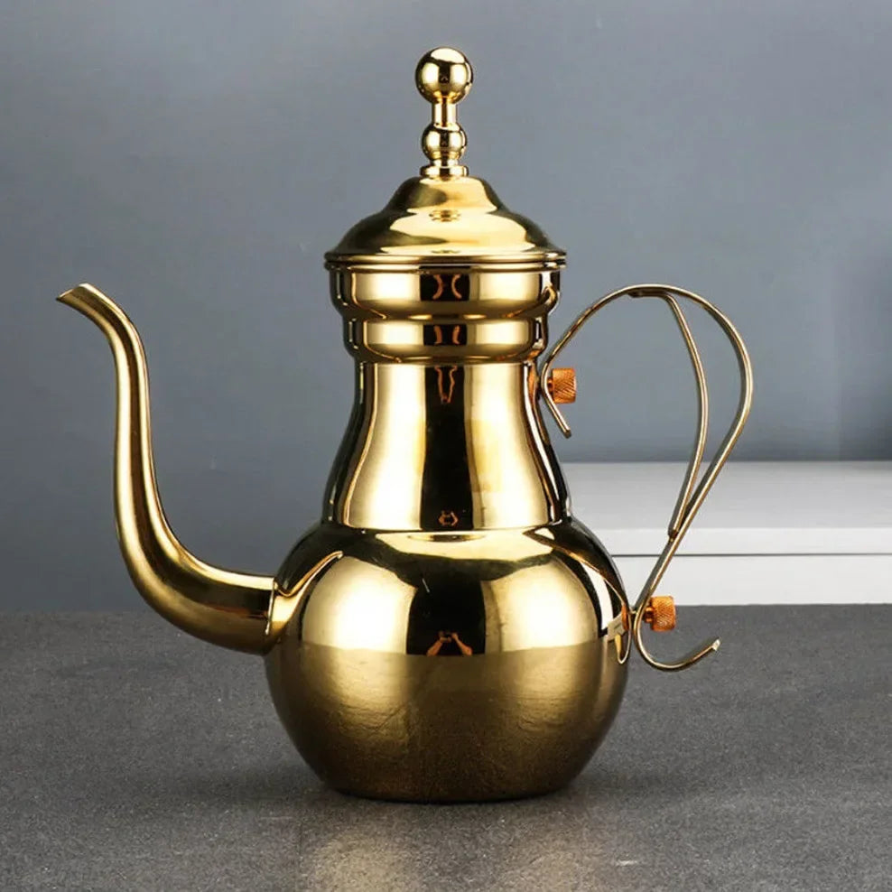 1.5L Stainless Steel Teapot Restaurant Retro Royal Teapot With Tea Strainer Long Spout Pot For Tea Brewing In Mug Tea Infuser