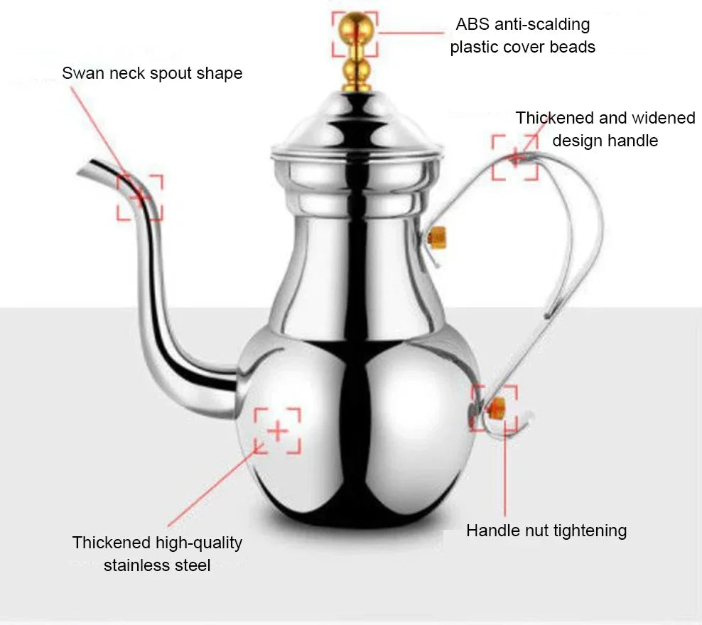 1.5L Stainless Steel Teapot Restaurant Retro Royal Teapot With Tea Strainer Long Spout Pot For Tea Brewing In Mug Tea Infuser