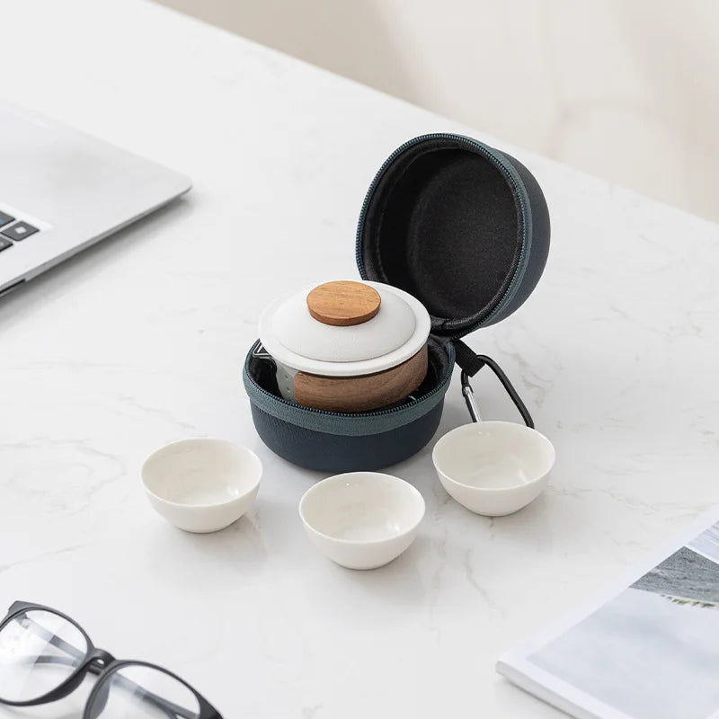 1 Bowl 3 Cups Zen Teapot and Tea Cup Set Kit  Household Tea Making Travel Tea Set Outdoor Portable Bag Chinese Tea Set Supplies