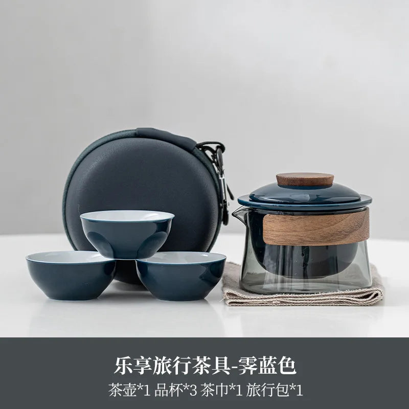 1 Bowl 3 Cups Zen Teapot and Tea Cup Set Kit  Household Tea Making Travel Tea Set Outdoor Portable Bag Chinese Tea Set Supplies
