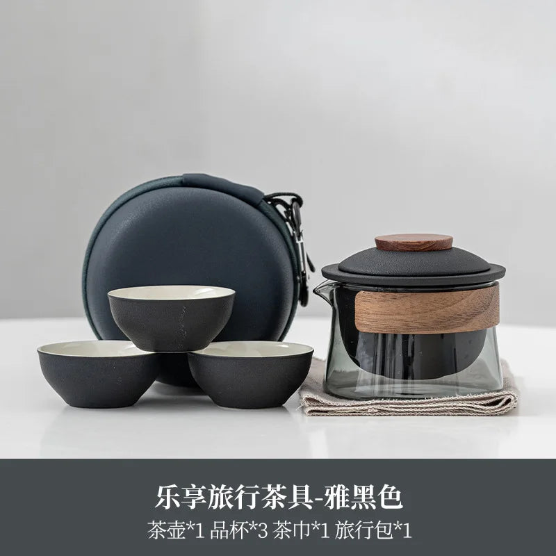 1 Bowl 3 Cups Zen Teapot and Tea Cup Set Kit  Household Tea Making Travel Tea Set Outdoor Portable Bag Chinese Tea Set Supplies