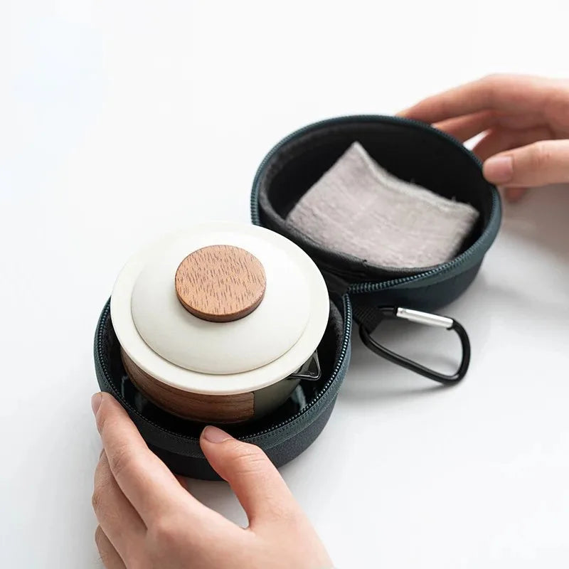 1 Bowl 3 Cups Zen Teapot and Tea Cup Set Kit Household Tea Making Travel Tea Set Outdoor Portable Bag Chinese Tea Set Supplies