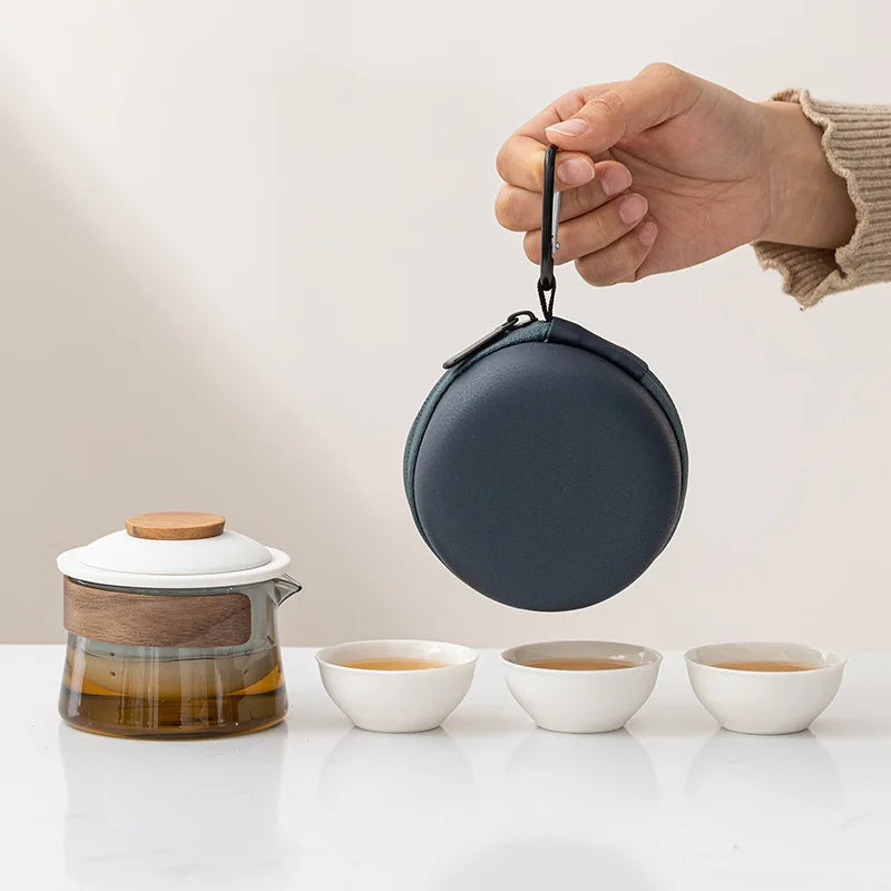 1 Bowl 3 Cups Zen Teapot and Tea Cup Set Kit  Household Tea Making Travel Tea Set Outdoor Portable Bag Chinese Tea Set Supplies