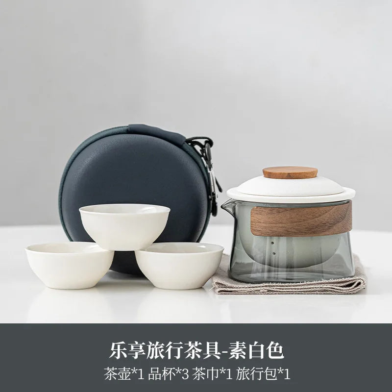 1 Bowl 3 Cups Zen Teapot and Tea Cup Set Kit  Household Tea Making Travel Tea Set Outdoor Portable Bag Chinese Tea Set Supplies