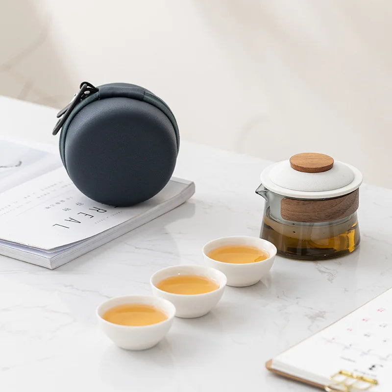 1 Bowl 3 Cups Zen Teapot and Tea Cup Set Kit  Household Tea Making Travel Tea Set Outdoor Portable Bag Chinese Tea Set Supplies