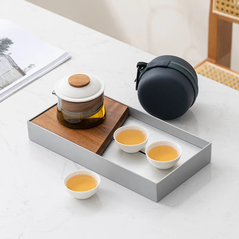 1 Bowl 3 Cups Zen Teapot and Tea Cup Set Kit  Household Tea Making Travel Tea Set Outdoor Portable Bag Chinese Tea Set Supplies