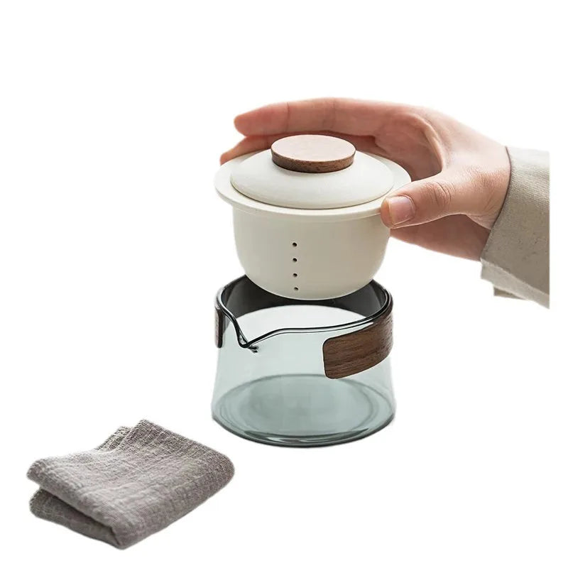 1 Bowl 3 Cups Zen Teapot and Tea Cup Set Kit Household Tea Making Travel Tea Set Outdoor Portable Bag Chinese Tea Set Supplies