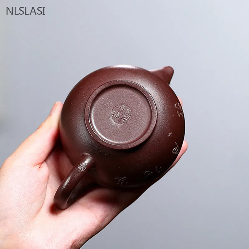 100ml Classic Yixing Purple Clay Tea Pot Hand Carving Filter Tea Kettle Chinese Zisha Teaware Accessories Custom Beauty Tea Set
