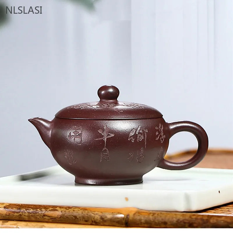 100ml Classic Yixing Purple Clay Tea Pot Hand Carving Filter Tea Kettle Chinese Zisha Teaware Accessories Custom Beauty Tea Set
