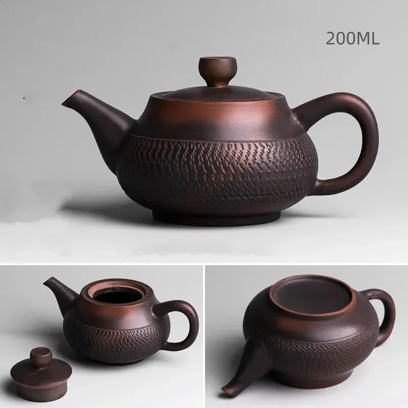 Purple Pottery Pot Ceramic Kung Fu Teapot Handmade Teapot Small Teapot Tea Kettle 240726