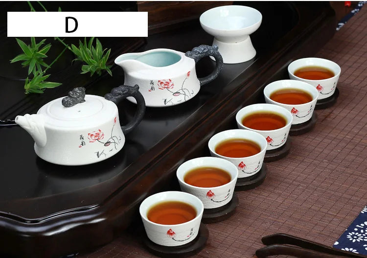 10pcs/set Snow glaze tea sets,6 tea cups and 1 tea pot, ChineseTravel Kung Fu teaset. hot sales of Ceramic tea set.Coffee cup