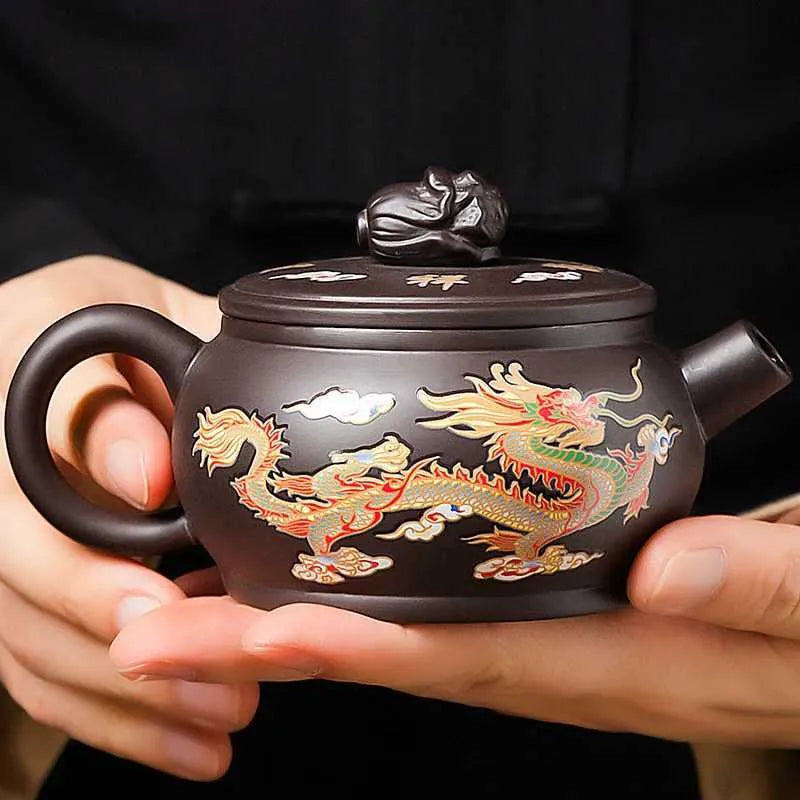 Teapots Yixing Purple Clay Pot Household Chinese Loong Phoenix Tea Color Change Teapot and Tea Set y240703