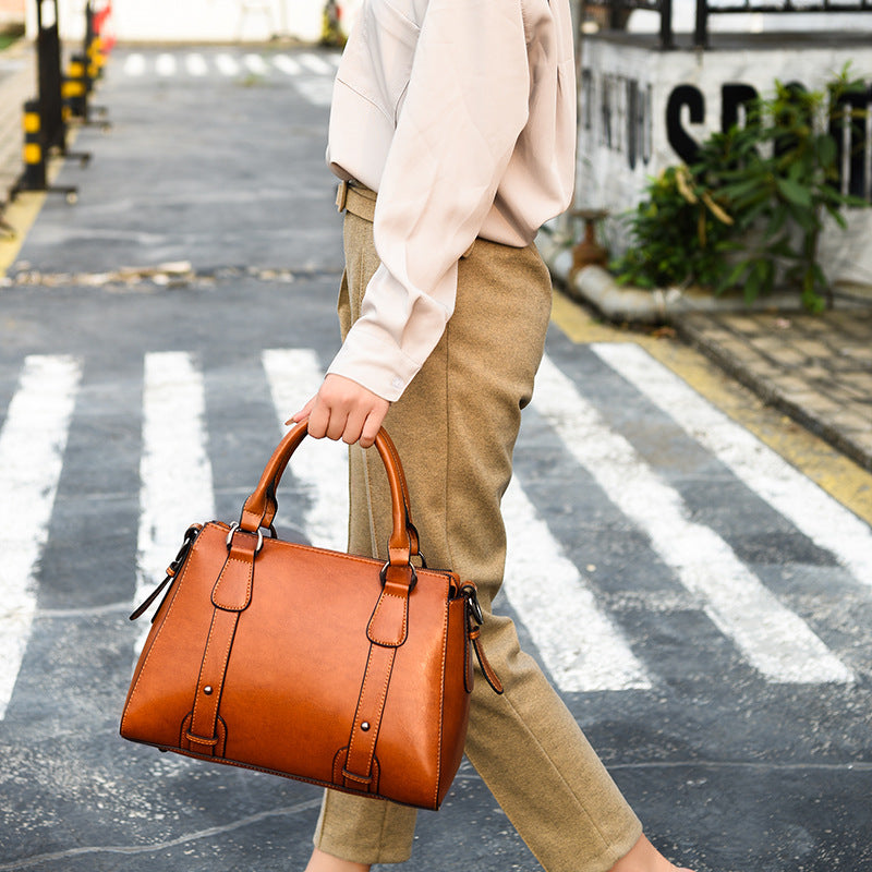 New Spring Summer Korean Style Genuine Leather Bag, Fashionable Crossbody Shoulder Purse, Trendy Handbag for Women