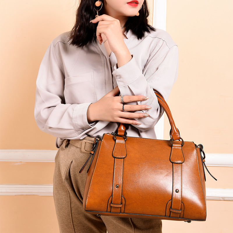 New Spring Summer Korean Style Genuine Leather Bag, Fashionable Crossbody Shoulder Purse, Trendy Handbag for Women