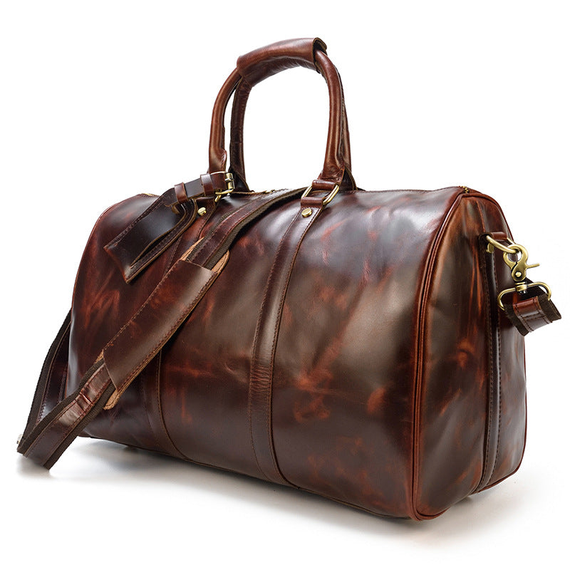 Premium Large Capacity Leather Travel Duffle Bag, Genuine Cowhide Luggage Bag, Perfect Business Trip Overnight Weekender for Men and Women