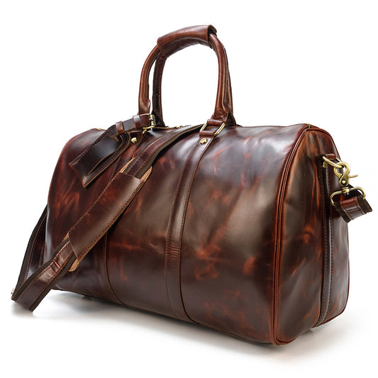 Premium Large Capacity Leather Travel Duffle Bag, Genuine Cowhide Luggage Bag, Perfect Business Trip Overnight Weekender for Men and Women