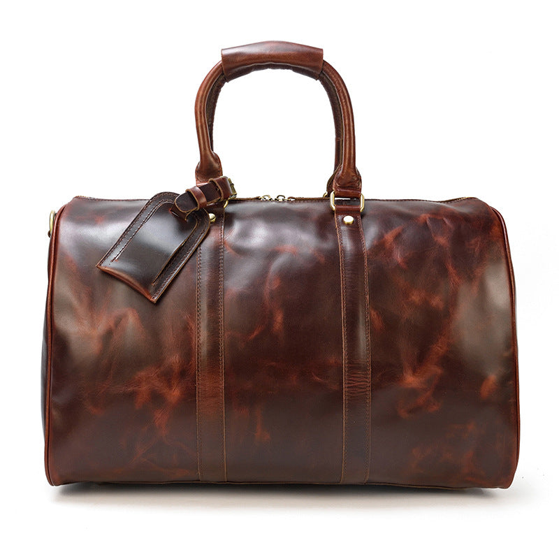 Premium Large Capacity Leather Travel Duffle Bag, Genuine Cowhide Luggage Bag, Perfect Business Trip Overnight Weekender for Men and Women