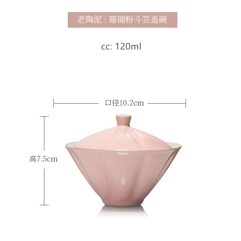 120ml Antique Ceramic Tea Cup Handmade Portable Gaiwan Tea Bowl Household Beauty Tea Infuser Chinese Tea Set Accessories