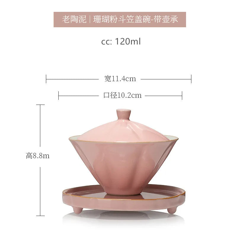 120ml Antique Ceramic Tea Cup Handmade Portable Gaiwan Tea Bowl Household Beauty Tea Infuser Chinese Tea Set Accessories