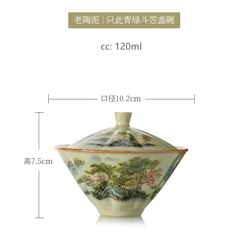 120ml Antique Ceramic Tea Cup Handmade Portable Gaiwan Tea Bowl Household Beauty Tea Infuser Chinese Tea Set Accessories