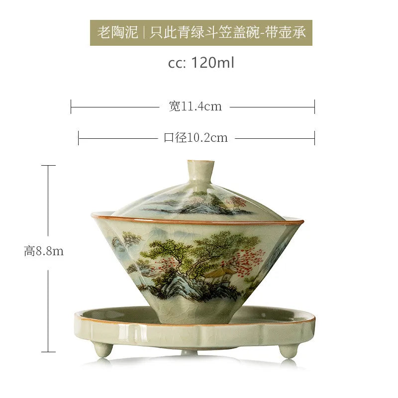 120ml Antique Ceramic Tea Cup Handmade Portable Gaiwan Tea Bowl Household Beauty Tea Infuser Chinese Tea Set Accessories