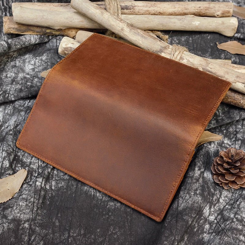Crazy Horse Leather Multi-Card Long Wallet for Men, Minimalist Top Layer Cowhide Money Holder, Genuine Leather Wallet 8030