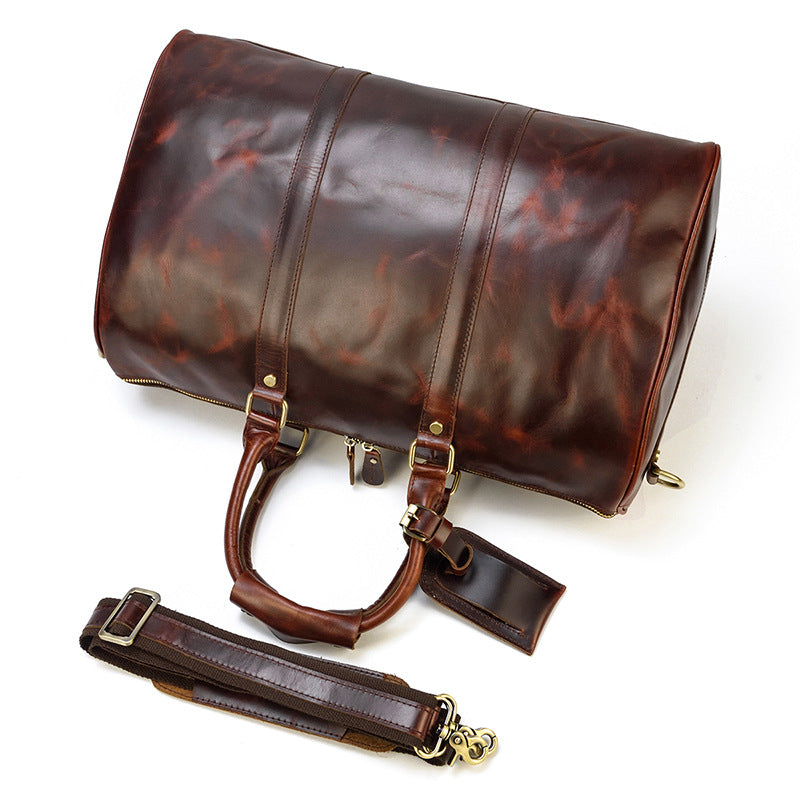 Premium Large Capacity Leather Travel Duffle Bag, Genuine Cowhide Luggage Bag, Perfect Business Trip Overnight Weekender for Men and Women