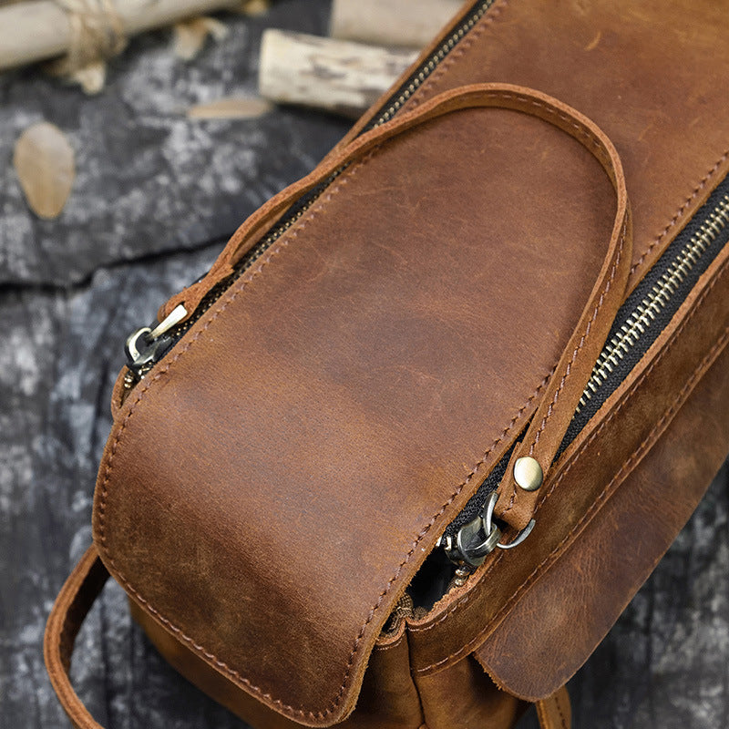 New Crazy Horse Leather Multifunctional Clutch, Large Capacity Toiletry Cosmetic Travel Pouch, Premium Storage Organizer for Men and Women