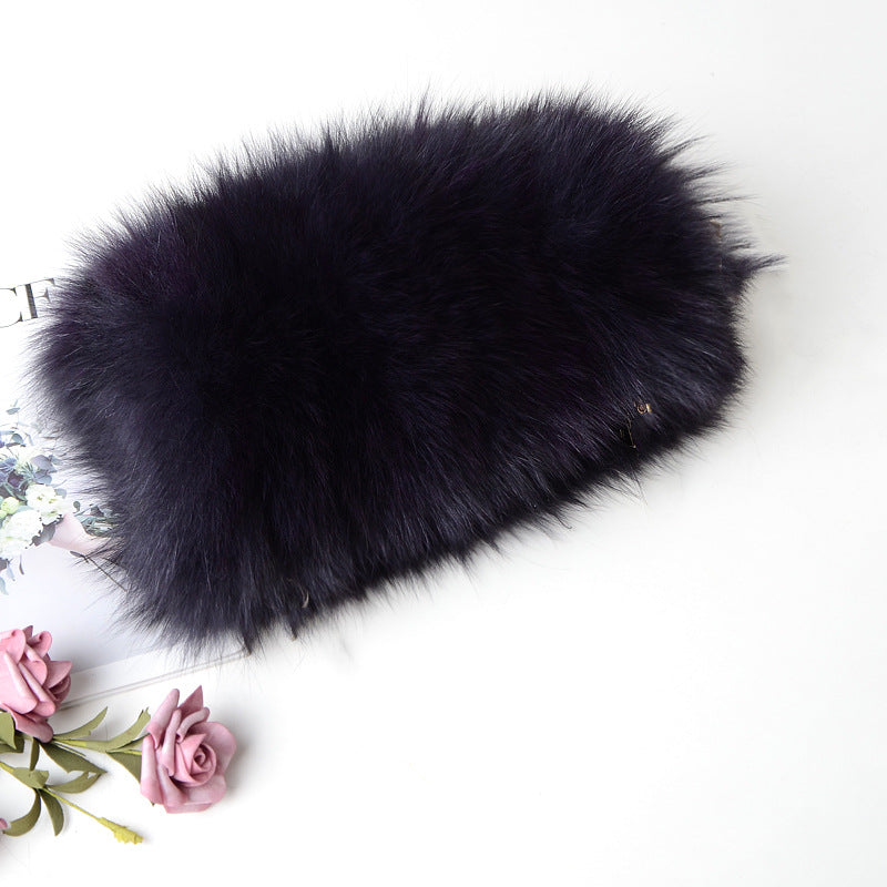 New Fashion Fox Fur Muff Bag for Women, Warm Fluffy Fur Shoulder Crossbody Purse with Chain Strap, Genuine Fur Handbag for Winter