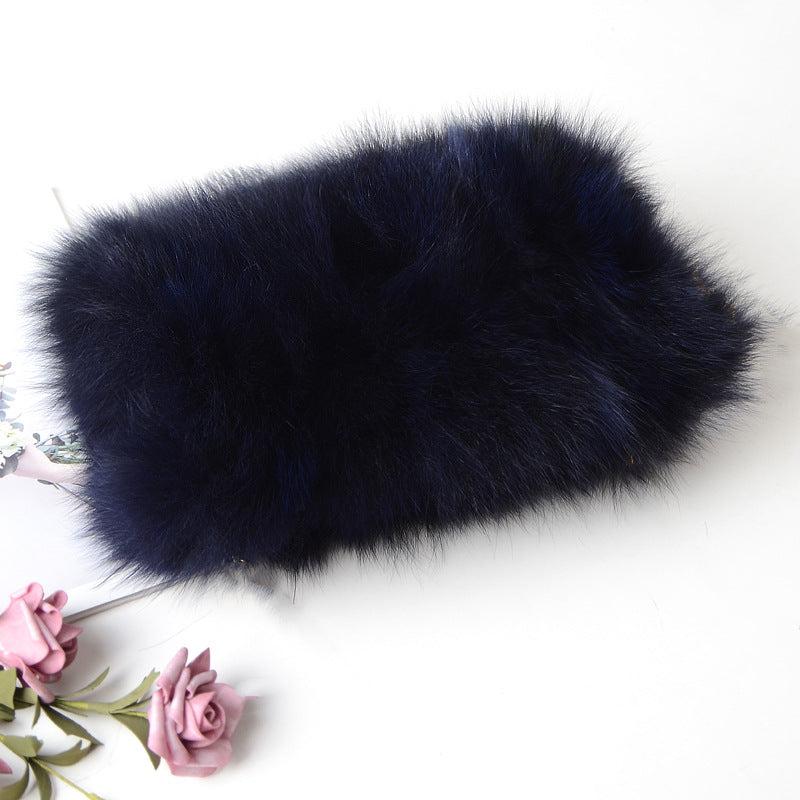 New Fashion Fox Fur Muff Bag for Women, Warm Fluffy Fur Shoulder Crossbody Purse with Chain Strap, Genuine Fur Handbag for Winter