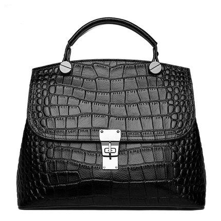 New Arrival Croc-Effect Genuine Leather Bag for Women, A Large Capacity Shoulder Crossbody Top-Handle Handbag with Fashionable Design