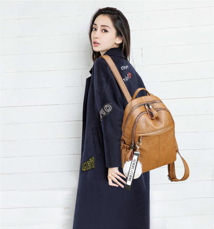 Genuine Cowhide Multifunctional Backpack for Women, Practical Fashionable Travel Daypack, Versatile Leather Bag for Ladies