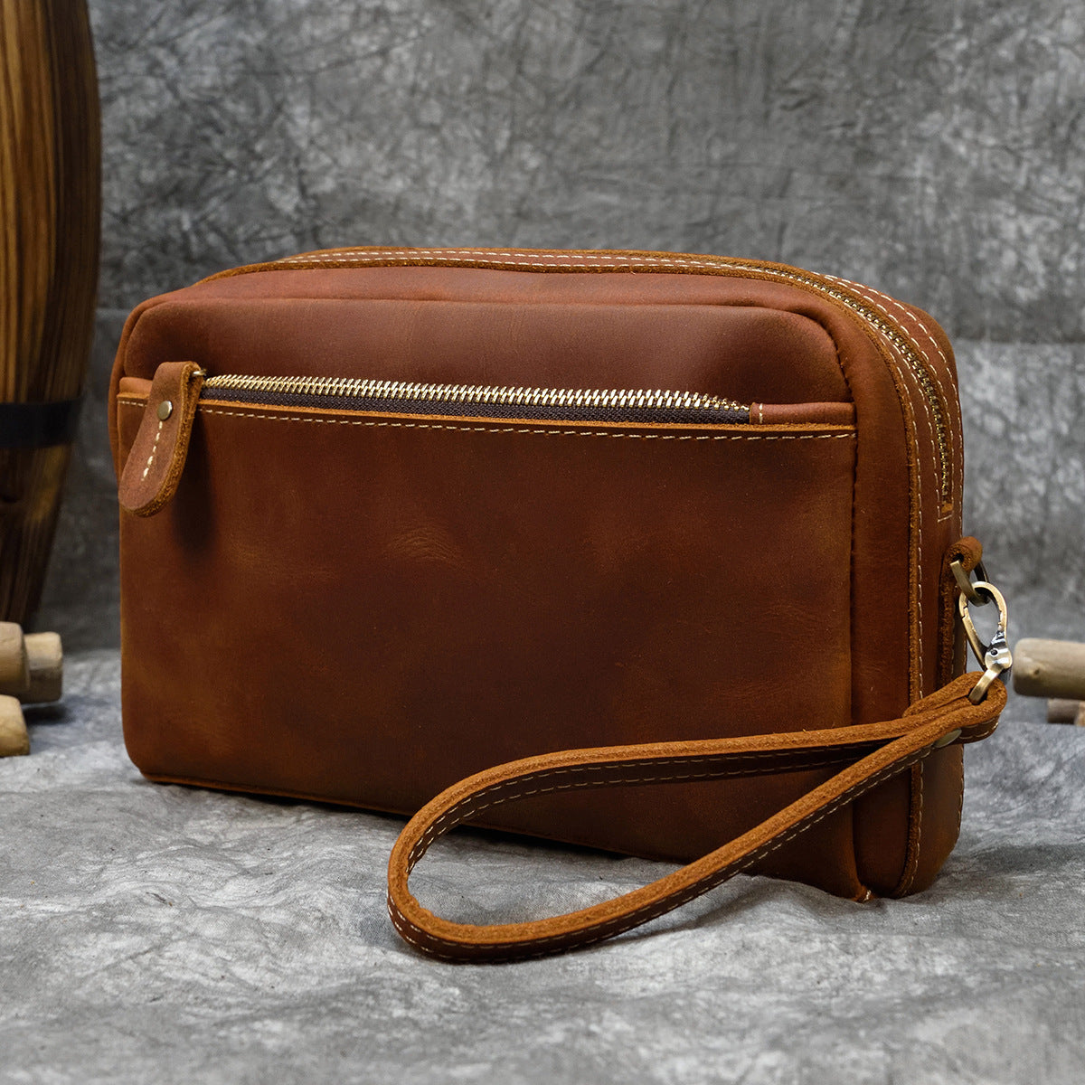Genuine Crazy Horse Cowhide Clutch Bag for Men and Women, Vintage Storage Pouch, Top Layer Leather Shoulder Crossbody Purse for Ladies and Gentlemen